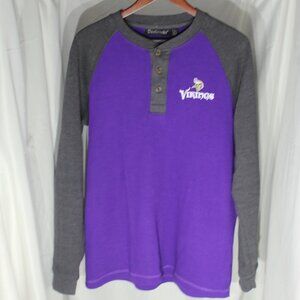 Dunbrooke NFL Minnesota Vikings Purple/Gray Thermal Henley Long Sleeve - Size M